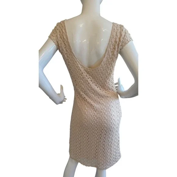 Free People NWT Ivory Crochet Gypsy Boho Scoop Sheath Dress L New - Picture 7 of 12